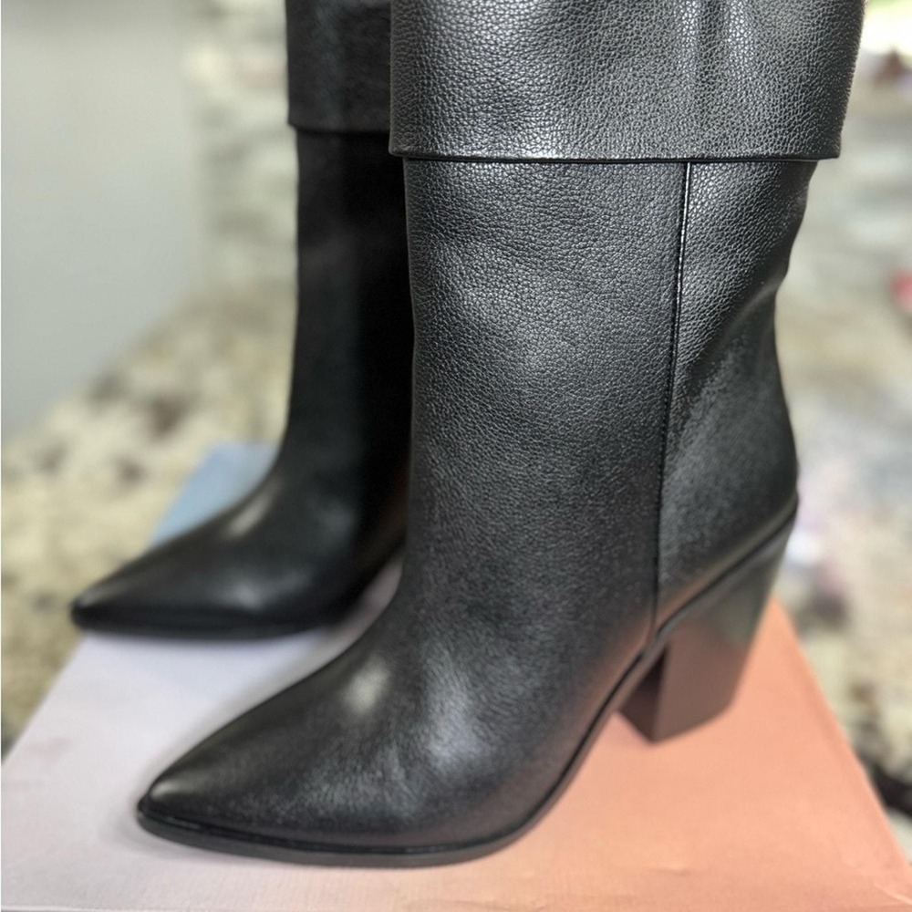 Elegant Black Leather Heeled Boots for Women - Lisa Vicky